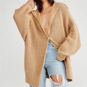 Free People Swim Too Deep Cardigan in Almond Size XS